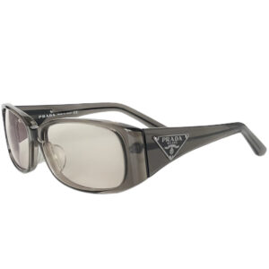 Vintage Prada Logo Chunky Sunglasses in Clear / Grey | NITRYL