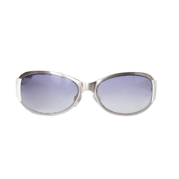 Chanel Logo Wraparound Sunglasses in White / Silver - Image 2