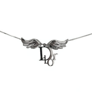 Vintage Dior Logo Wings Necklace in Silver | NITRYL