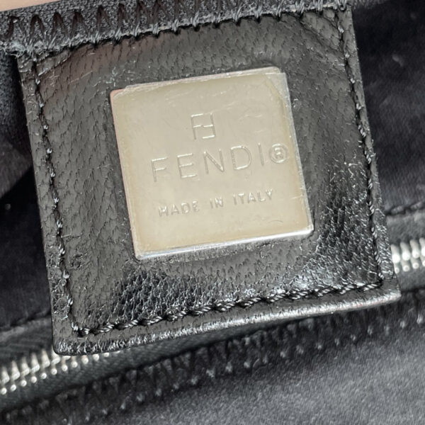 Fendi Classic Silk Shoulder Baguette Bag in Black / Silver - Image 6