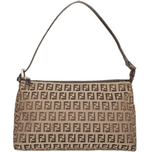 Vintage Fendi Monogram Shoulder Baguette Bag in Beige / Brown | NITRYL