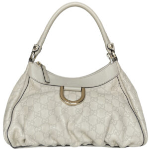 Vintage Gucci Monogram D Ring Hobo Shoulder Bag in Beige / Gold | NITRYL