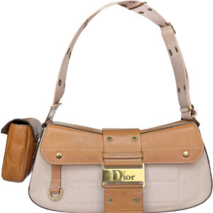 Vintage Dior Street Chic Columbus Pocket Shoulder Bag in Baby Pink / Tan | NITRYL