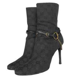 Vintage Gucci Monogram Chain Boots in Black / Gold UK 5 | NITRYL