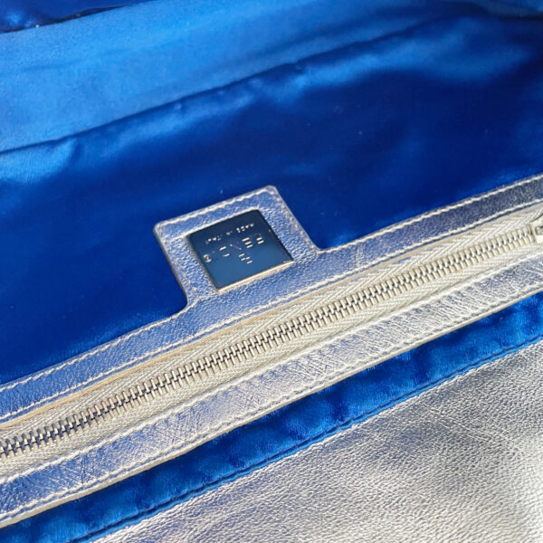 Fendi Leather Crystal Encrusted Shoulder Baguette Bag in Silver - Image 10