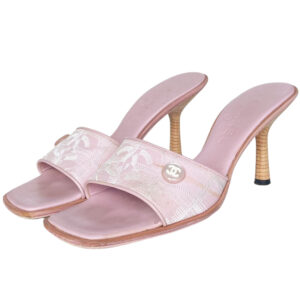 Vintage Chanel Logo Travel Heels in Pink UK 4 | NITRYL