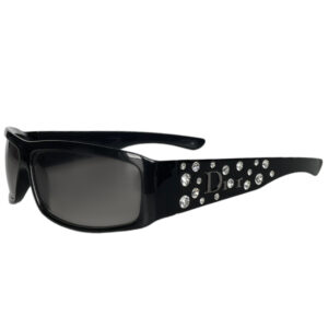 Vintage Dior Crystal Logo Sunglasses in Black / Silver | NITRYL