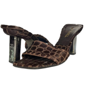 Vintage Chanel Animal Print Calfskin Heels in Brown with Mirrored Heel UK 4.5 | NITRYL