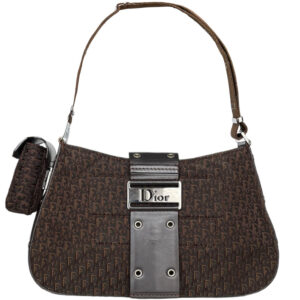 Vintage Dior Monogram Street Chic Pocket Columbus Shoulder Bag in Brown / Silver | NITRYL