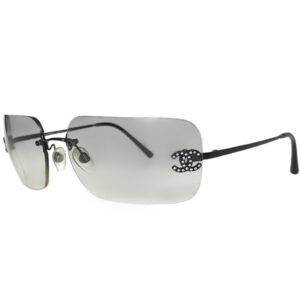 Vintage Chanel Diamante Rimless Ombre Sunglasses in Grey / Black | NITRYL