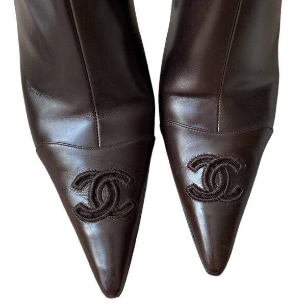 Chanel Mesh Logo Heeled Boots in Brown / Gold UK 5 - Image 2