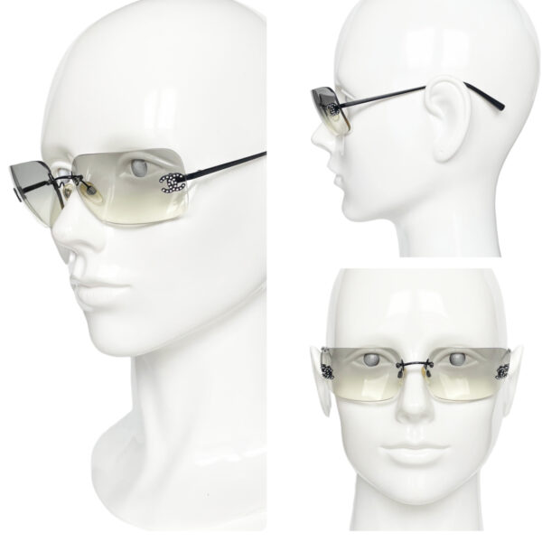 Chanel Diamante Rimless Ombre Sunglasses in Grey / Black - Image 4