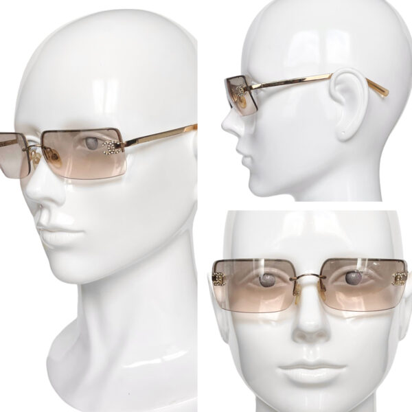 Chanel Diamante Rimless Sunglasses in Gold - Image 4