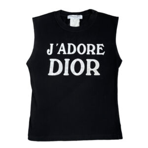 Vintage Dior J'Adore Spellout Vest Tank Top in Black / White UK 8 | NITRYL