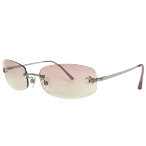 Vintage Chanel Rimless Ombre Oval Sunglasses in Baby Pink | NITRYL