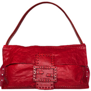 Vintage Fendi XL Oversized Whipstitch Baguette Bag in Red | NITRYL