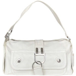 Vintage Dior Flight XL Leather Shoulder Bag in White / Silver | NITRYL