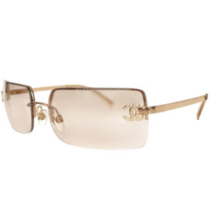 Vintage Chanel Diamante Rimless Sunglasses in Gold | NITRYL