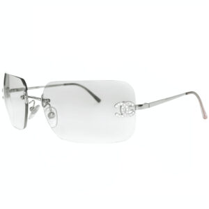 Vintage Chanel Diamante Rimless Sunglasses in Clear / Silver | NITRYL