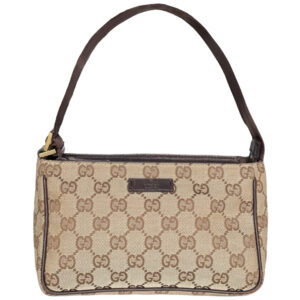 Vintage Gucci Monogram Mini Shoulder Bag in Beige / Brown | NITRYL