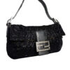 Fendi Beaded Shoulder Baguette Bag in Black with Crystal Encrusted Clasp and Exotic Leather Detailing - Image 2