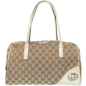 Vintage Gucci Monogram Shoulder Bag in Beige / Cream / Gold | NITRYL