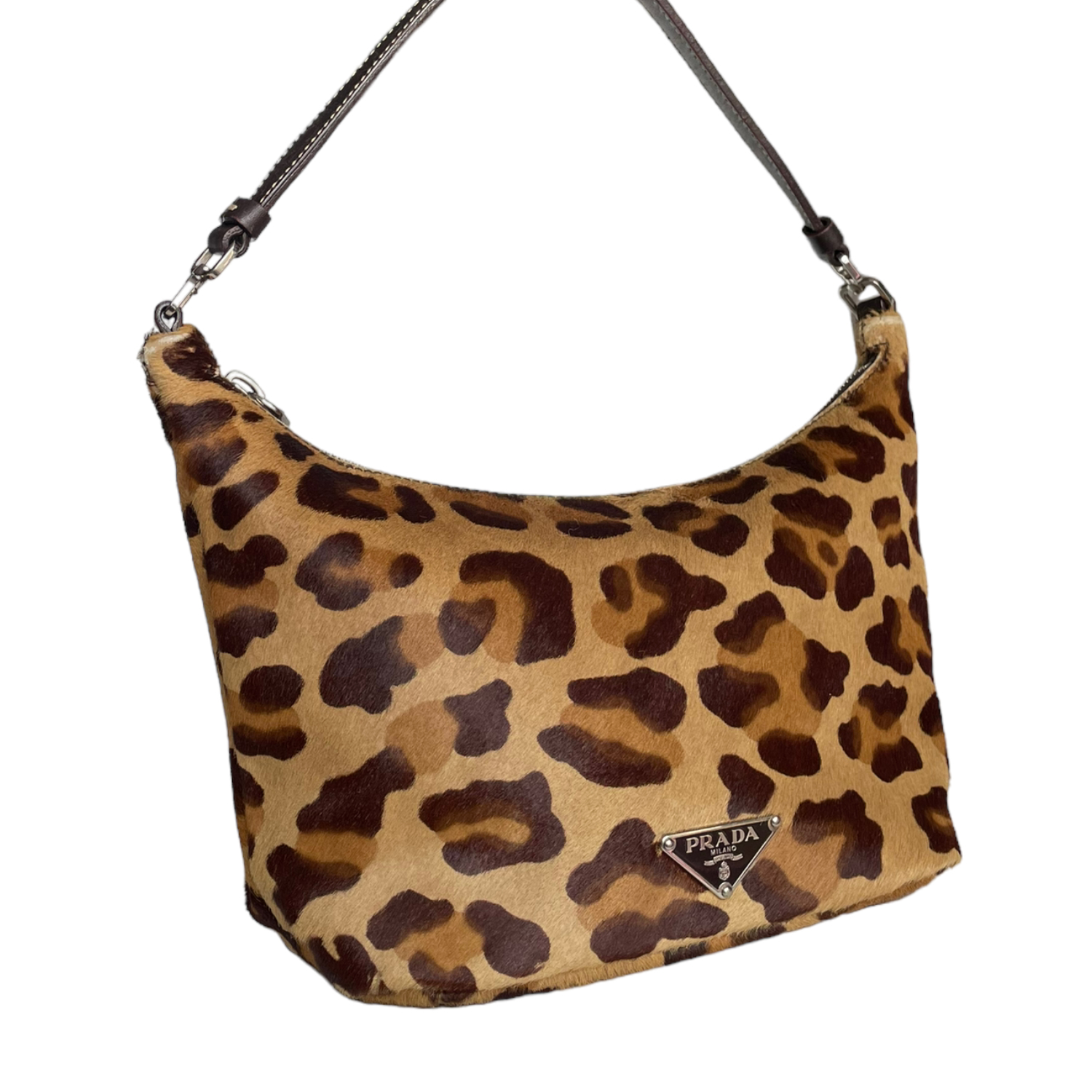 Prada Leopard Print Ponyhair Calfskin Mini Shoulder Bag