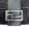 Fendi Beaded Shoulder Baguette Bag in Black with Crystal Encrusted Clasp and Exotic Leather Detailing - Image 6