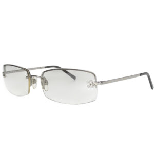 Vintage Chanel Diamante Rimless Sunglasses in Silver | NITRYL