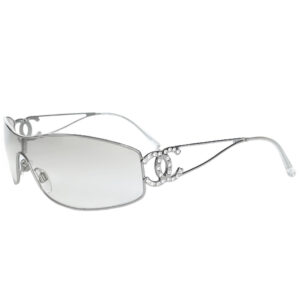 Vintage Chanel Diamante Wraparound Sunglasses in Silver | NITRYL