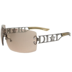 Vintage Dior Star Diamante Spellout Sunglasses in Nude Pink / Silver | NITRYL