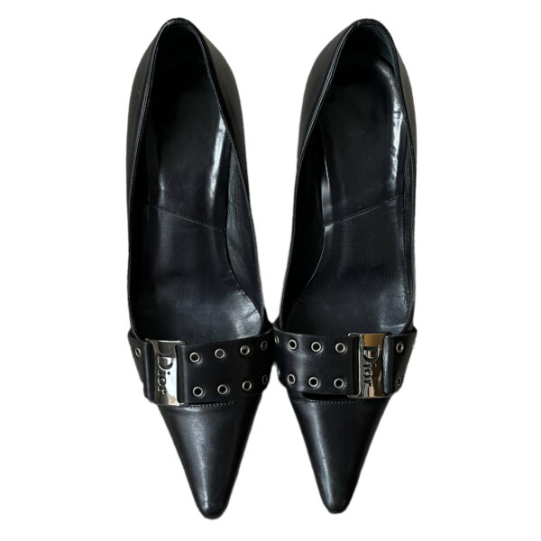 Dior Buckle Logo Heels in Black / Silver UK 4 - Image 2