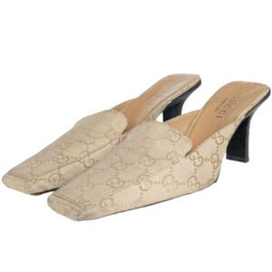 Vintage Gucci Monogram Loafer Heels in Beige UK 3 | NITRYL