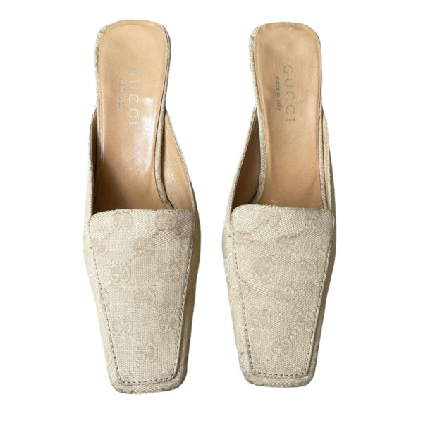 Gucci Monogram Loafer Mule Heels in Beige UK 3 - Image 2