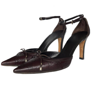 Vintage Gucci Monogram Bow Heels in Brown UK 4.5 | NITRYL