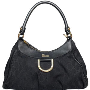 Vintage Gucci Monogram Shoulder Bag in Black / Gold | NITRYL