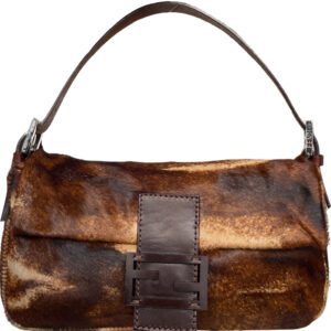 Vintage Fendi Mottled Calfskin Shoulder Baguette Bag in Brown | NITRYL