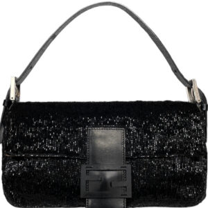 Vintage Fendi Beaded Shoulder Baguette Bag in Black | NITRYL