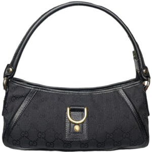 Vintage Gucci Monogram Shoulder Bag in Black / Gold | NITRYL