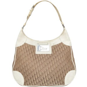 Vintage Dior Monogram Shoulder Bag in Beige / White | NITRYL