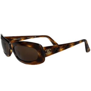 Vintage Chanel Logo Chunky Sunglasses in Tortoiseshell Brown / Gold | NITRYL