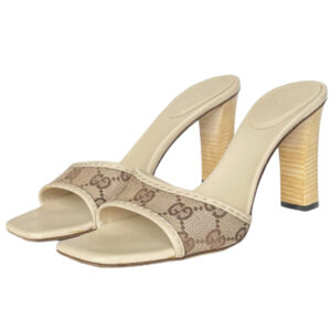 Vintage Gucci Monogram Heels in Beige / Cream UK 4 | NITRYL