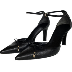 Vintage Gucci Monogram Bow Heels in Black / Gold UK 4 | NITRYL