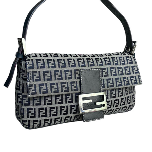 Fendi Monogram Shoulder Baguette Bag in Navy / Grey - Image 2
