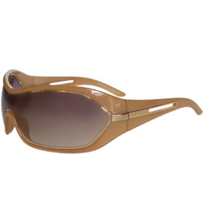 Vintage Prada Logo Wraparound Sunglasses in Gold | NITRYL