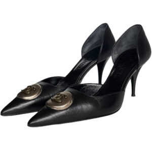 Vintage Chanel Logo Heels in Black UK 3 | NITRYL