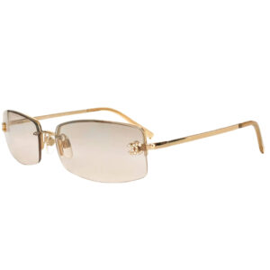 Vintage Chanel Diamante Rimless Sunglasses in Gold | NITRYL