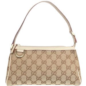 Vintage Gucci Monogram Mini Shoulder Bag in Beige / Cream / Gold | NITRYL