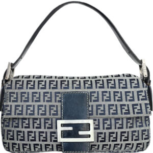 Vintage Fendi Monogram Shoulder Baguette Bag in Navy / Grey | NITRYL