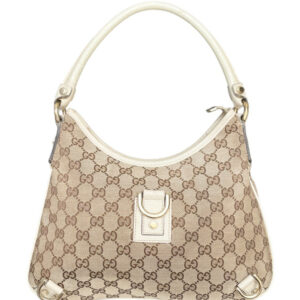 Vintage Gucci Monogram Shoulder Bag in Beige / Cream / Gold | NITRYL